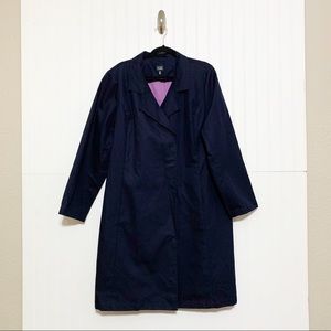 Eileen Fisher Double Breasted Navy Trench Coat